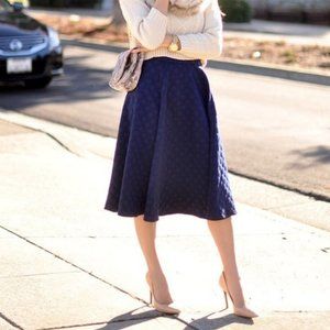 J.O.A. Los Angeles Navy Polka Dot Midi Skirt - Size S